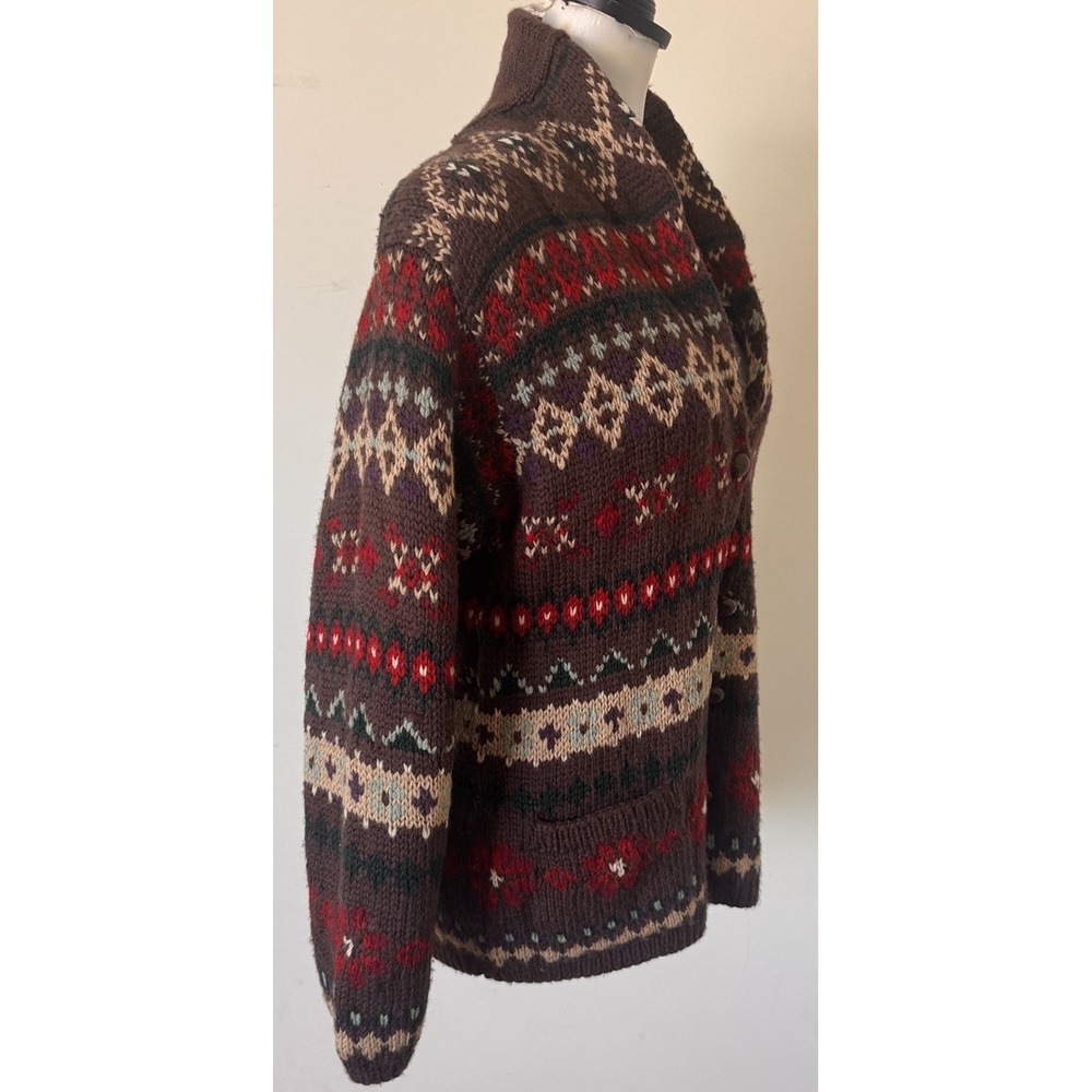 VTG Ralph Lauren Hand Knit Lambswool/Wool Aztec Cardigan Sweater Womens Small - Picture 4 of 11